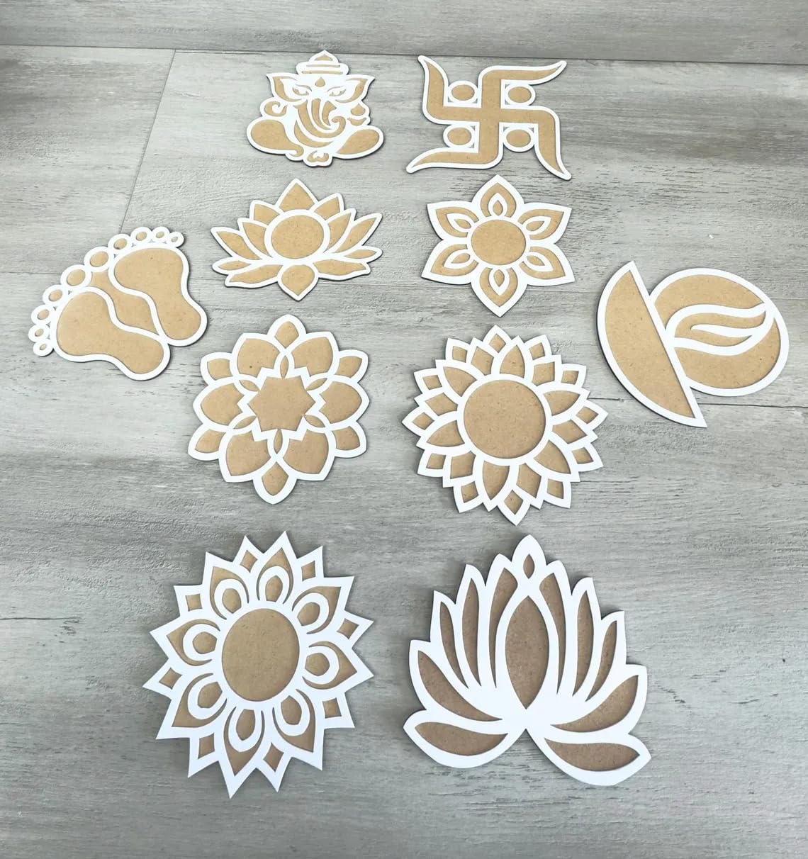 6 Inch MDF Rangoli Stencil Set – Reusable Festive Design for Diwali, Pooja, Mehndi, Mandala, Indian Wedding Decor